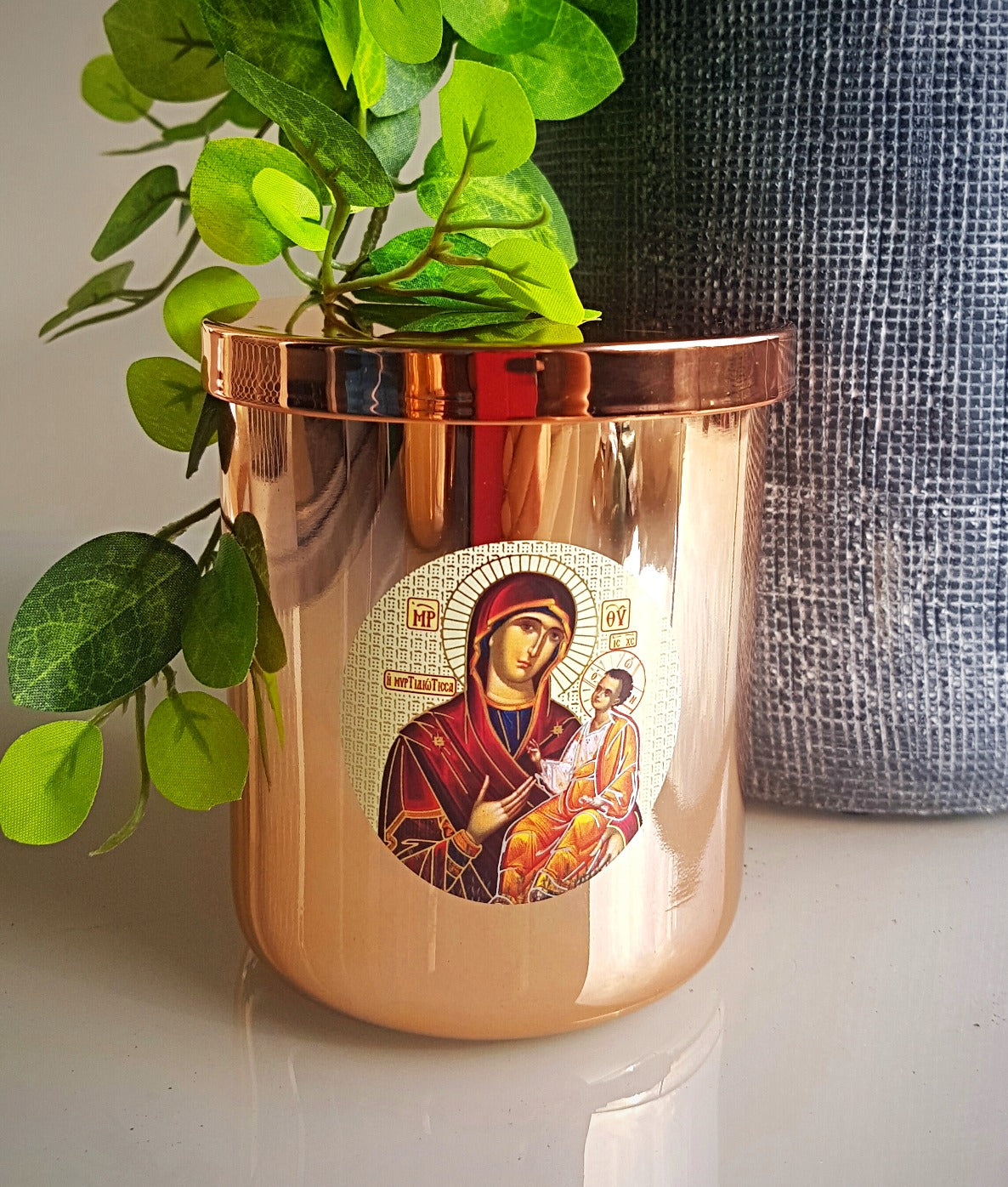 Religious Rose Gold Candle