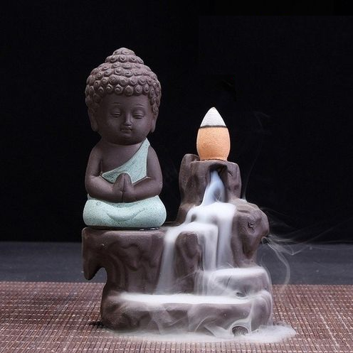 Backflow Buddha Porcelain Incense Burner - Green
